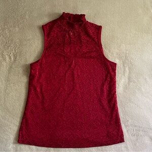 PerSeption Concept Red Mandarin Collar Sleeveless Tank Top